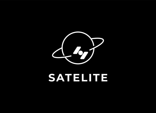 El satélite en la ilustración de diseño plano del vector espacial. Buen concepto para negocios conectados. Registro