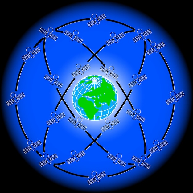 Vector satélites espaciales en órbitas excéntricas alrededor de la tierra