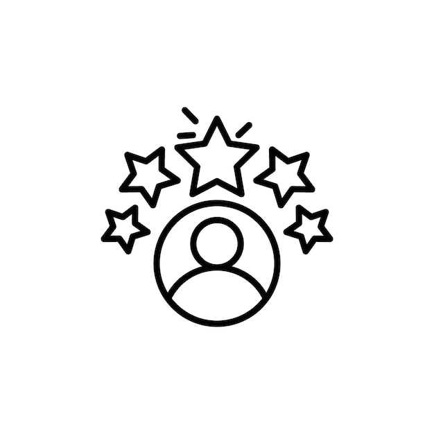 Satisfacción del cliente Conjunto de íconos Experiencia positiva Clasificación Vector de calidad Símbolo Clasificación de éxito de 5 estrellas Signo