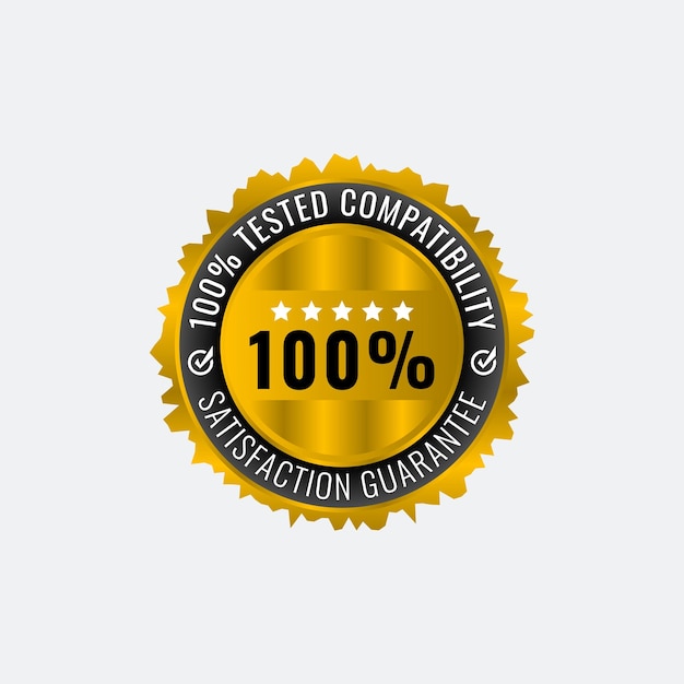 Satisfacción garantizada diseño de insignia de confianza logotipo y símbolo color oro premium