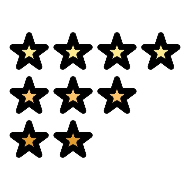 Satisfacción retroalimentación estrellas icono contorno vector Emoji nivel Mal cliente color plano