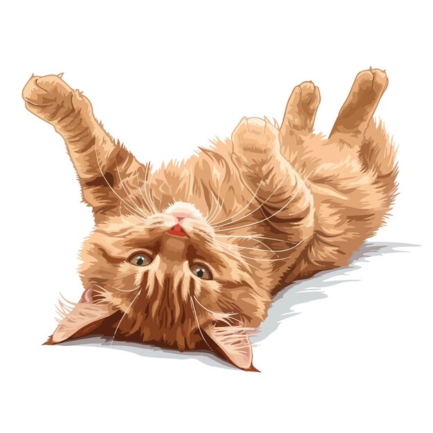 Vector satisfied_ginger_cat_lies_on_his_back_upside