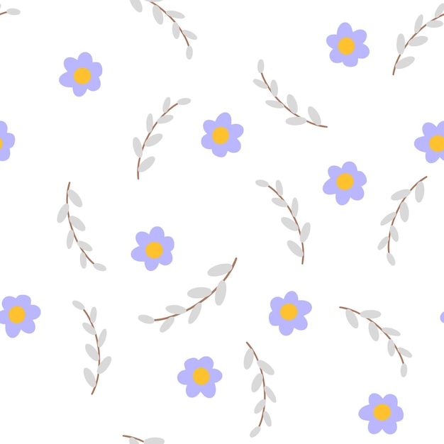 Sauce y flor lindo patrón sin costuras Feliz Pascua concepto Vector ilustración para tela diseño regalo papel bebé ropa textiles tarjetas