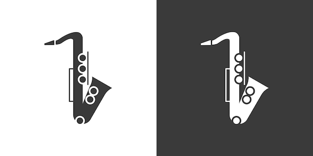 Saxofón tenor icono web plano Logotipo de saxofón Instrumento de latón saxofón tenor icono negro vector