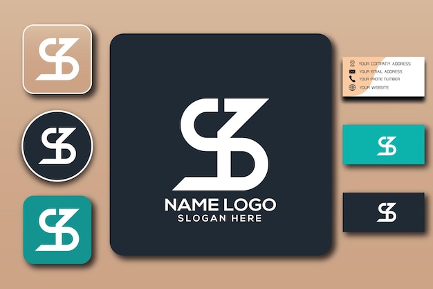 Sb monograma logo plantilla color editable