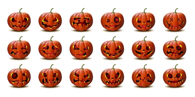 Scary Jack O Lantern calabaza de halloween con luz de velas dentro de un juego de calabazas de Halloween