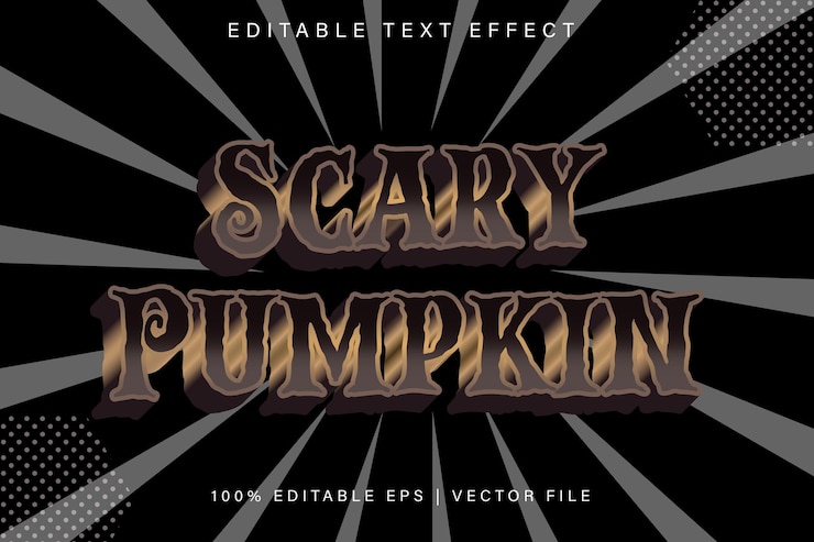 Vector scary pumpkin efecto de texto editable estilo de gradientes