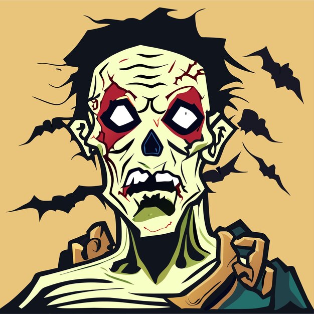 Scary zombie halloween dibujado a mano dibujos animados pegatina icono concepto aislado ilustración