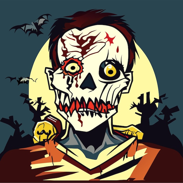 Scary zombie halloween dibujado a mano dibujos animados pegatina icono concepto aislado ilustración