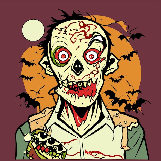 Scary zombie halloween dibujado a mano dibujos animados pegatina icono concepto aislado ilustración