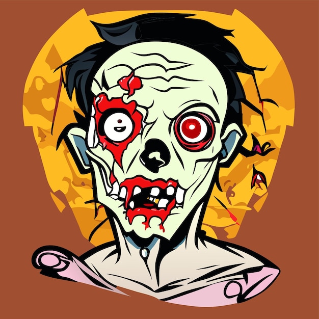 Scary zombie halloween dibujado a mano dibujos animados pegatina icono concepto aislado ilustración