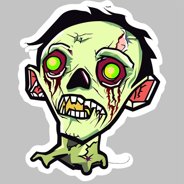 Vector scary zombie halloween dibujado a mano dibujos animados pegatina icono concepto aislado ilustración