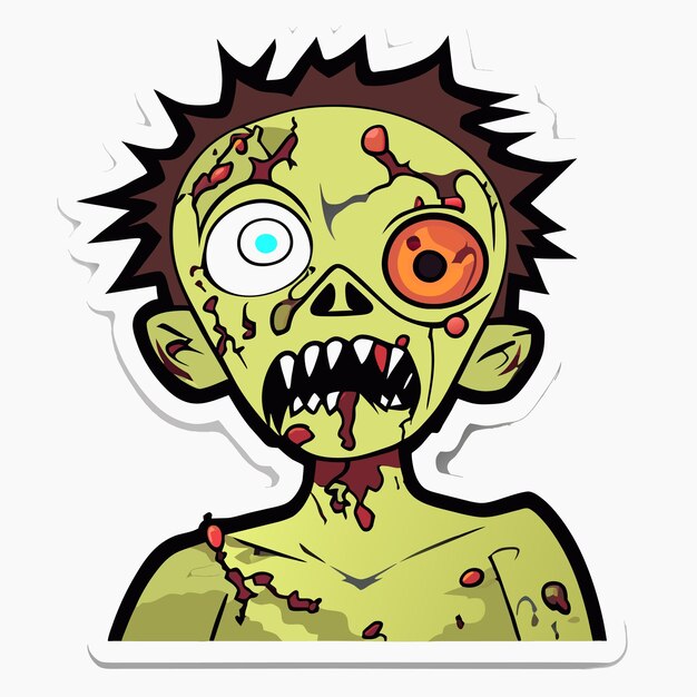 Vector scary zombie halloween dibujado a mano dibujos animados pegatina icono concepto aislado ilustración