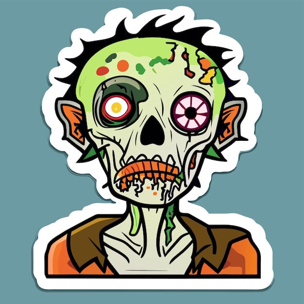 Vector scary zombie halloween dibujado a mano dibujos animados pegatina icono concepto aislado ilustración