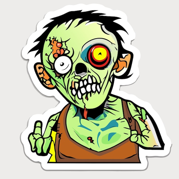 Vector scary zombie halloween dibujado a mano dibujos animados pegatina icono concepto aislado ilustración