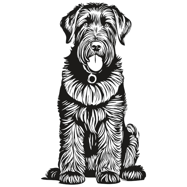 Schnauzer gigante perro mascota silueta animal línea ilustración dibujado a mano vector blanco y negro mascota de raza realista