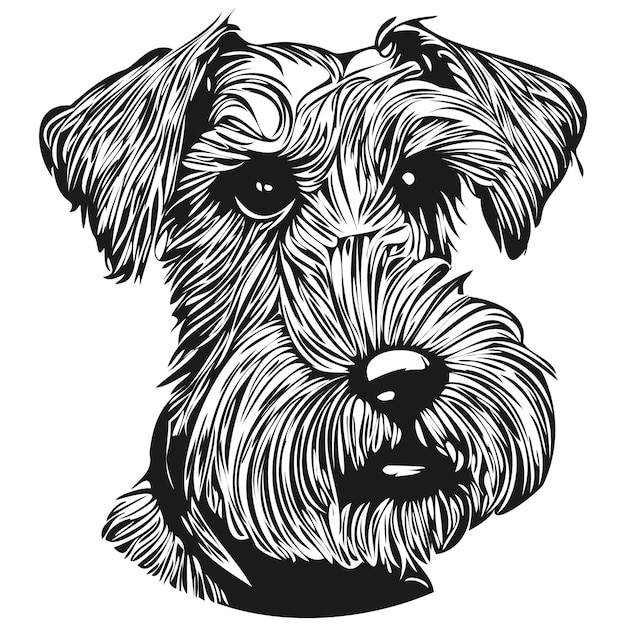 Vector schnauzer miniatura perro blanco y negro vector logo línea arte dibujado a mano vector mascotas ilustración