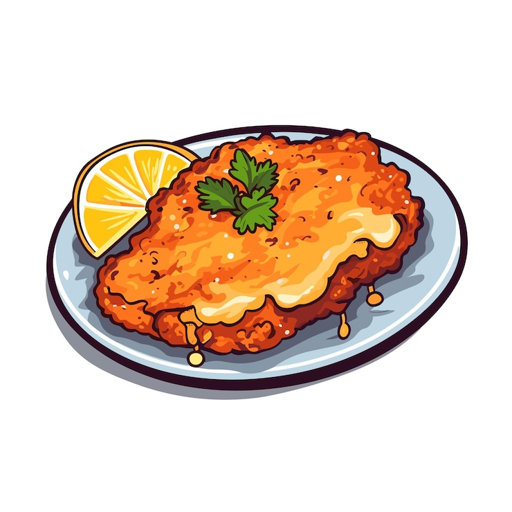 Vector schnitzel austria foodcartoon vector ilustrador