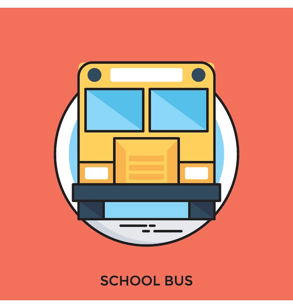 School bus flat vector icon