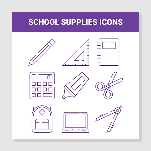 School supplies icons