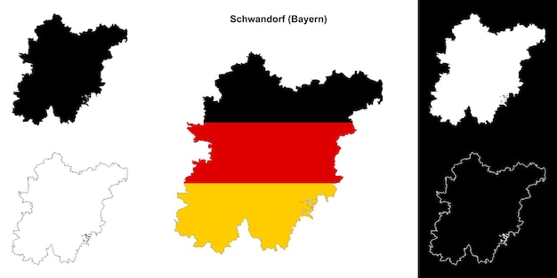 Schwandorf Bayern conjunto de mapas en blanco