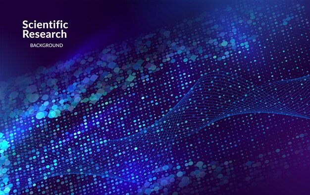 Scientific Research Background Abstract Big Data Flow with Glowing Lines and Particles Futuristic Digital Network Design for Science AI Technology Analytics and Innovation Visualization Vector