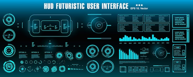 Scifi futurista blue hud dashboard display pantalla de tecnología de realidad virtual