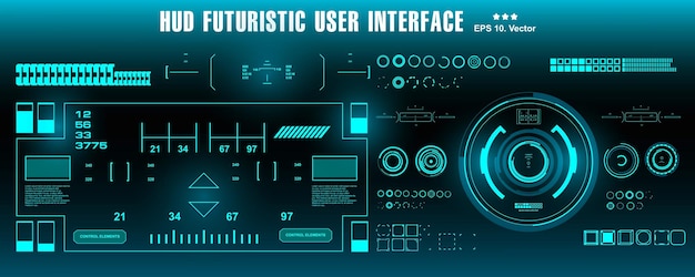 Vector scifi futurista blue hud dashboard display pantalla de tecnología de realidad virtual