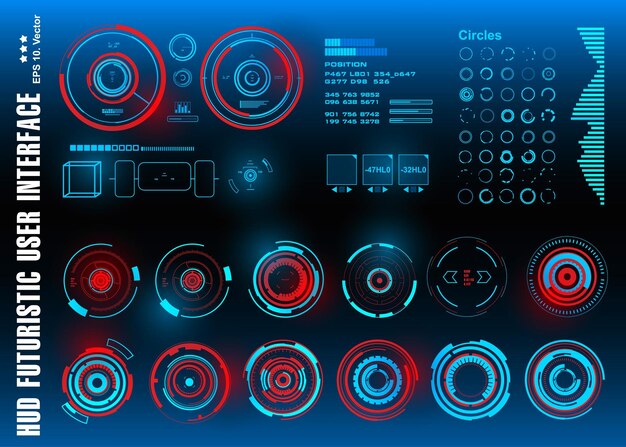 Scifi futurista hud blue tablero de instrumentos pantalla pantalla de tecnología de realidad virtual