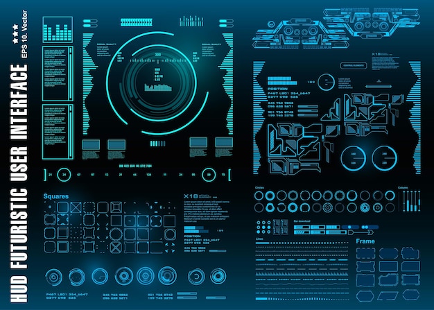 Scifi futurista hud blue tablero de instrumentos pantalla pantalla de tecnología de realidad virtual