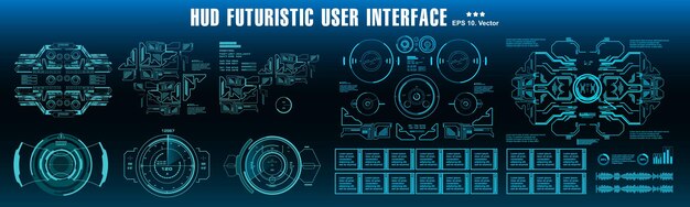 Scifi futurista hud tablero pantalla azul pantalla de tecnología de realidad virtual