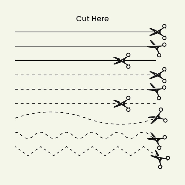 Scissor cut the line cut here sign graphic design