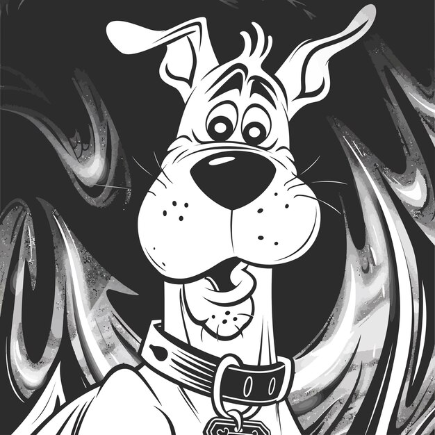 Vector scooby_doo_negro y blanco_vector_ilustración