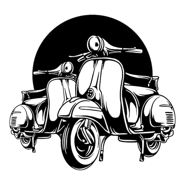 scooter antiguo vintage vector