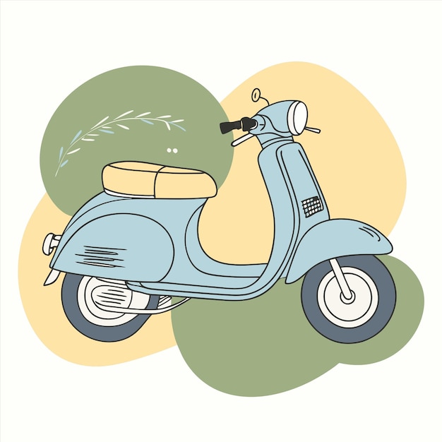 un scooter azul con una bolsa en la parte delantera