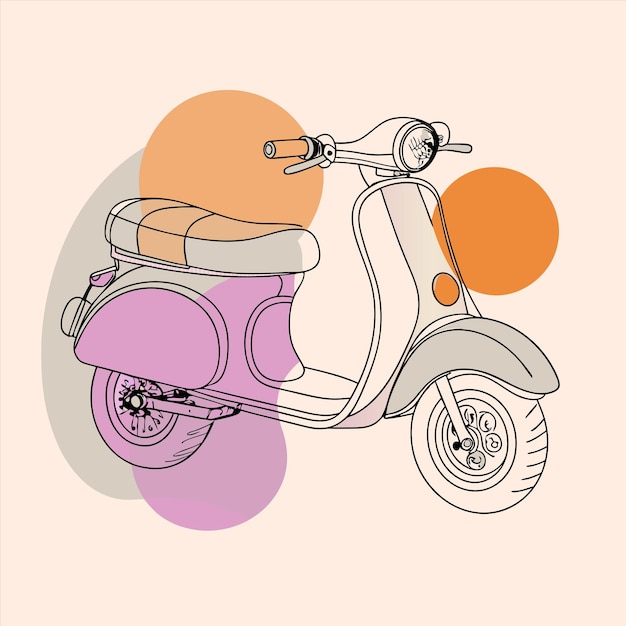 un scooter con una bolsa en la parte delantera y la palabra "viaje" en ella