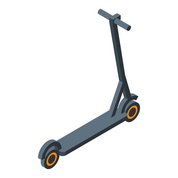 Scooter eléctrico moderno de pie sobre un fondo blanco vista isométrica