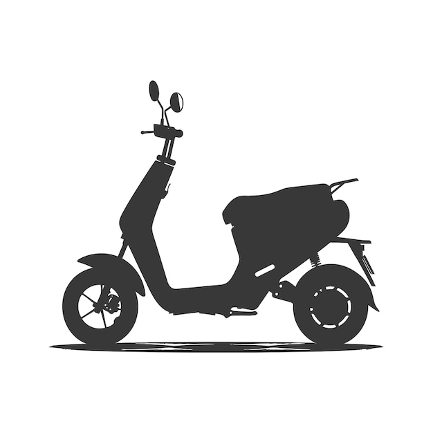 Vector scooter eléctrico de silueta sólo en color negro