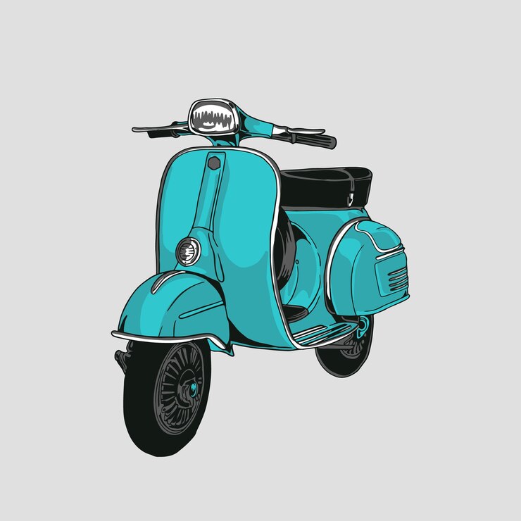 scooter ilustración vectorial estilo vintage retro