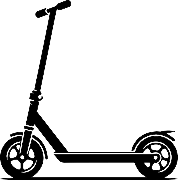 Scooter Kick de dos ruedas de vector mínimo de color negro silueta de fondo blanco 5