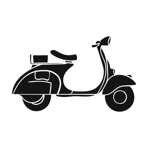 Scooter o motocicleta retro negra Ilustración vectorial plana aislada en blanco