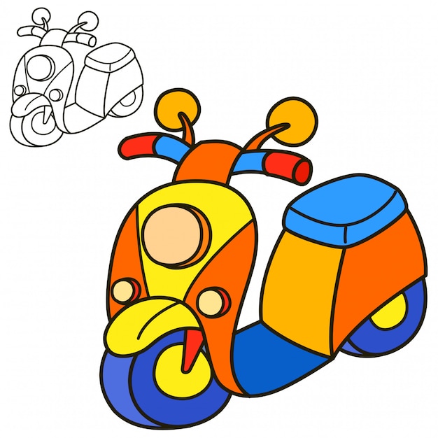 Scooter. Página de libro para colorear