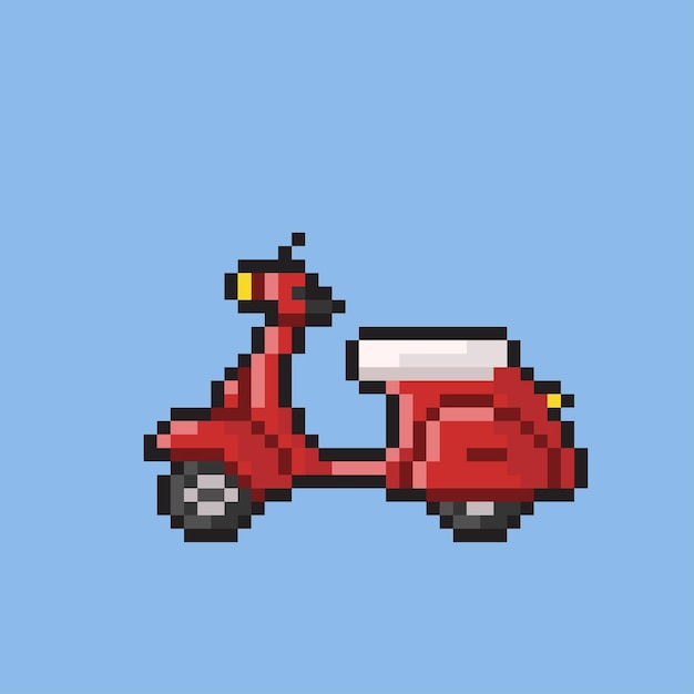 Vector scooter rojo con estilo pixel art