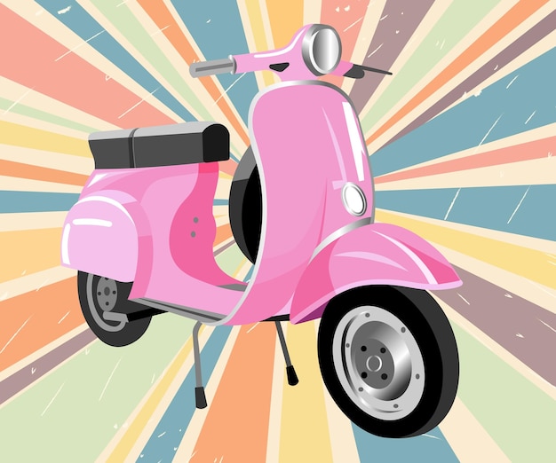 Vector una scooter rosa con la palabra vespa