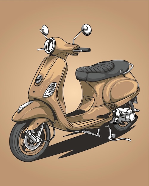 scooter de vector ilustración clásica con estilo vintage