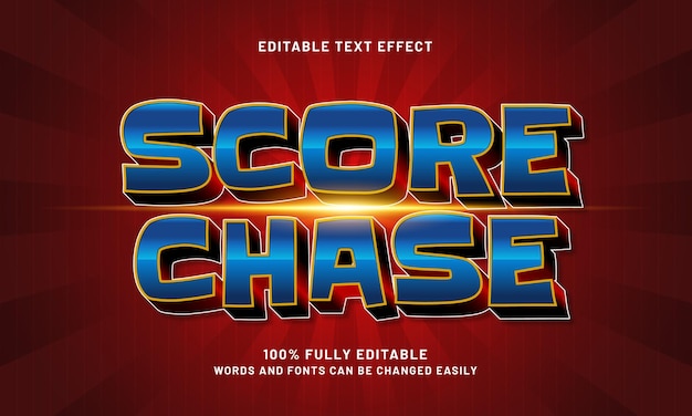 Score chase efecto de texto editable con un estilo de texto de juego y deporte