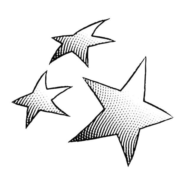 Scratchboard grabado icono de estrellas