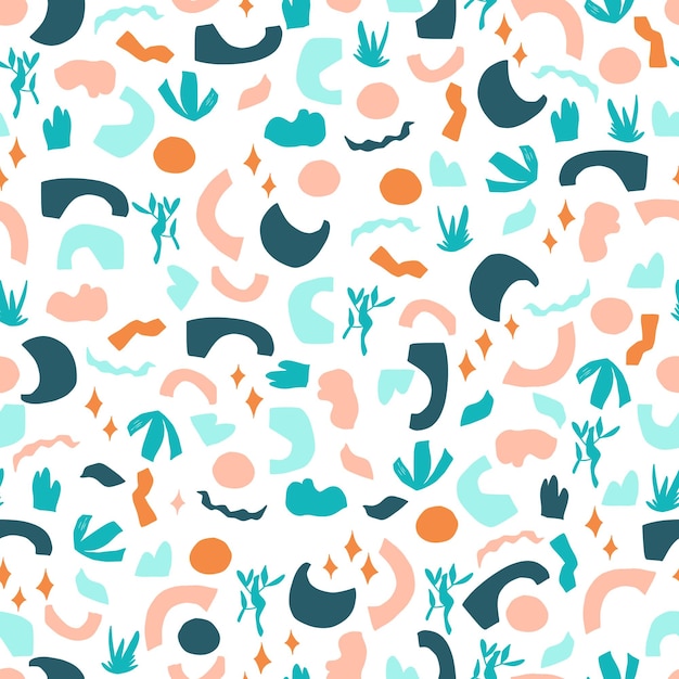 Scribble estilo boho vector de patrones sin fisuras Doodle abstracto diferentes formas Objetos geométricos modernos dibujados a mano diseño de moda