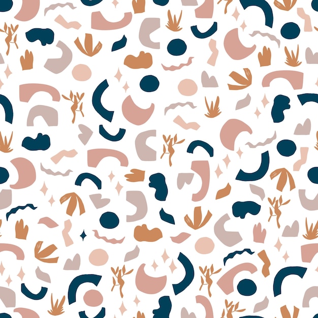 Scribble estilo boho vector de patrones sin fisuras Doodle abstracto diferentes formas Objetos geométricos modernos dibujados a mano diseño de moda