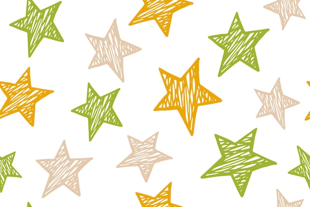 Scribble estrellas grunge vector de patrones sin fisuras cosmos fondo